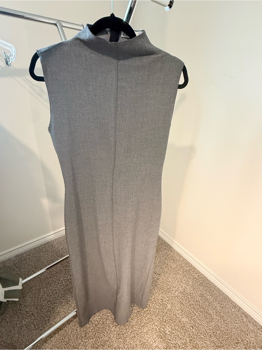 Zara Sleeveless Mock Neck Maxi Dress in Gray